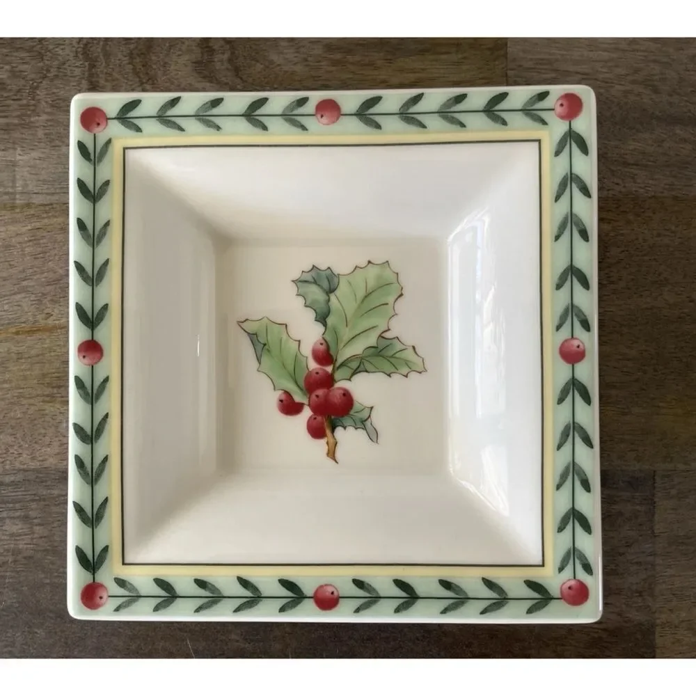VILLEROY & BOCH FRENCH GARDEN CHRISTMAS Square Tray Appetizer Plate 5.5” Germany